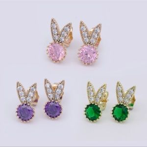 18K Gold Filled Crystal Diamond Bunny Stud Earrings